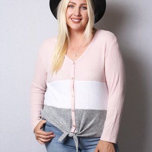 New Junior's Cute Boutique Pink colorblock top
